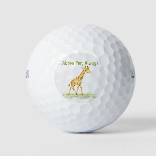 Cute Watercolor Giraffe, Above Par Golfball (Vorderseite)