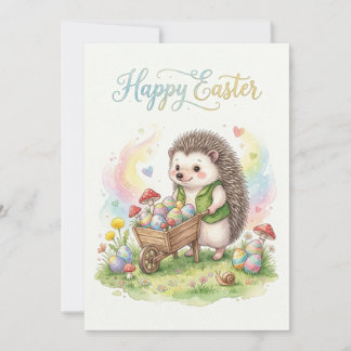 Cute Watercolor Hedgehog Easter Feiertagskarte