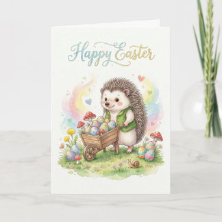 Cute Watercolor Hedgehog Easter Karte