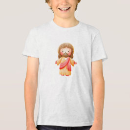 Cute Watercolor Jesus Christ Sacred Heart Illustra Tri-Blend Shirt
