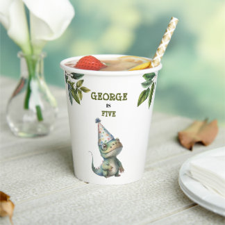 Cute Watercolor Kids Dinosaur Theme Birthday Pappbecher