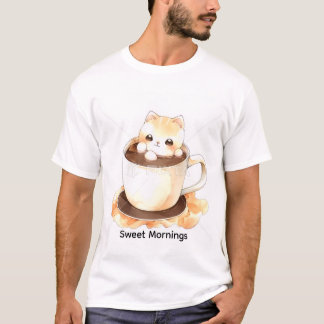 Cute Watercolor Kitten in Teacup Graphic T-Shirt