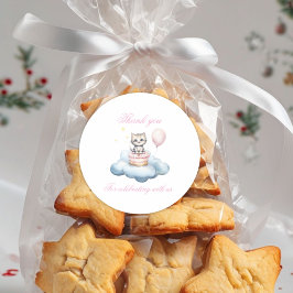 Cute watercolor Kitten thank you Runder Aufkleber