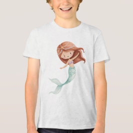 Cute Watercolor Mermaid Illustration Tri-Blend Shirt