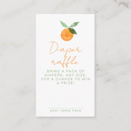 Cute Watercolor Orange Diaper Raffle Baby Shower Begleitkarte
