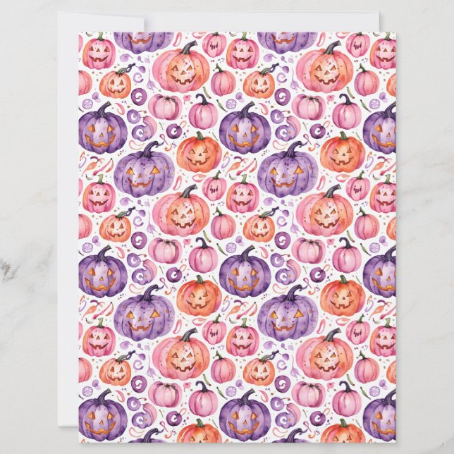 Cute Watercolor Pastel Halloween Pumpkin Paper (Vorderseite)