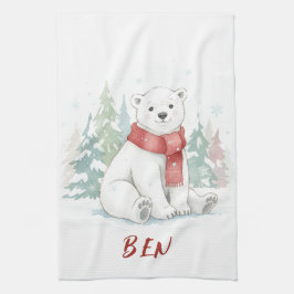 Cute watercolor Polar Bear Geschirrtuch