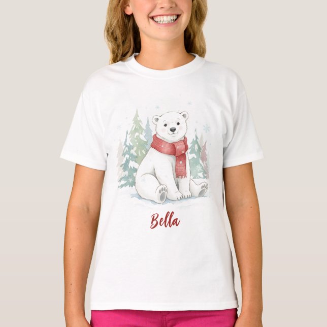 Cute watercolor Polar Bear T-Shirt (Vorderseite)