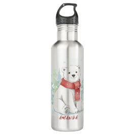 Cute watercolor Polar Bear Winter  Edelstahlflasche