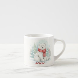 Cute watercolor Polar Bear Winter  Espressotasse