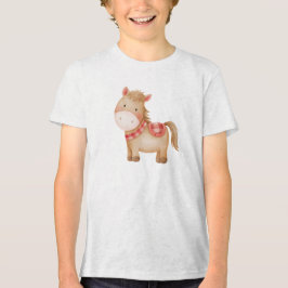 Cute Watercolor Pony Nursery Animal Illustration Tri-Blend Shirt