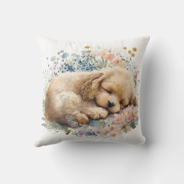 Cute Watercolor Poodle Dog Kissen (Rückseite)