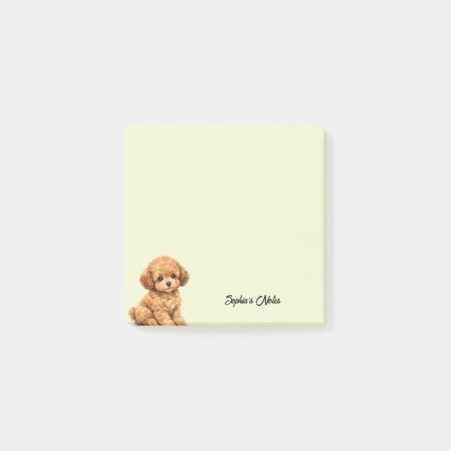 Cute Watercolor Poodle Trendy Custom Post-it Klebezettel (Vorderseite)