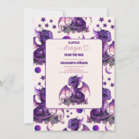 Cute Watercolor Purple Dragon Baby Shower
