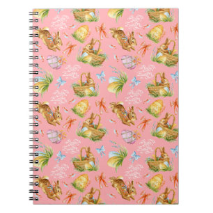 Cute watercolor rabbits and easter elemente notizblock