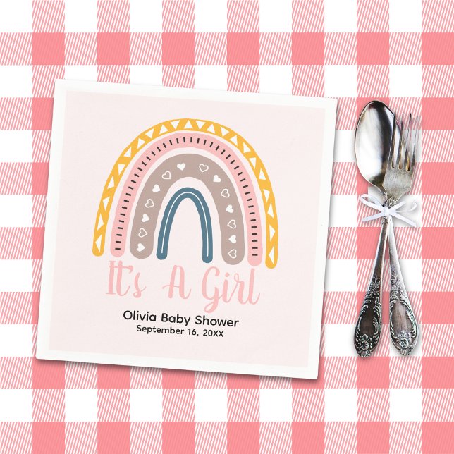 Cute Watercolor Rainbow Boho Style Baby shower Serviette (Von Creator hochgeladen)