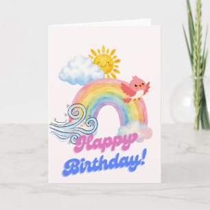 Cute Watercolor Rainbow Happy Birthday Card - Suns Karte