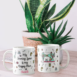 Cute Watercolor Retro Sewing Machine Custom  Kaffeetasse