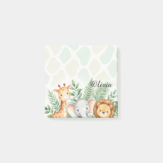 Cute Watercolor Safari Animals Personalized Sticky Post-it Klebezettel
