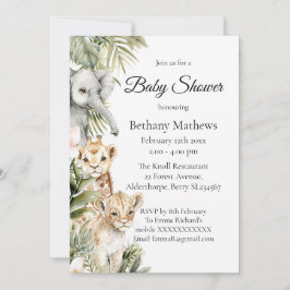 Cute Watercolor Safari Baby Animals Baby Shower Einladung