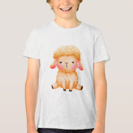 Cute Watercolor Sleeping Baby Lamb Illustration Tri-Blend Shirt