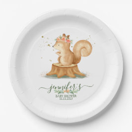 Cute Watercolor Squirrel wildlife baby newborn Pappteller