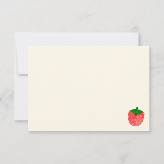 Cute Watercolor Strawberry Blank Cream Off White Mitteilungskarte (Vorderseite)