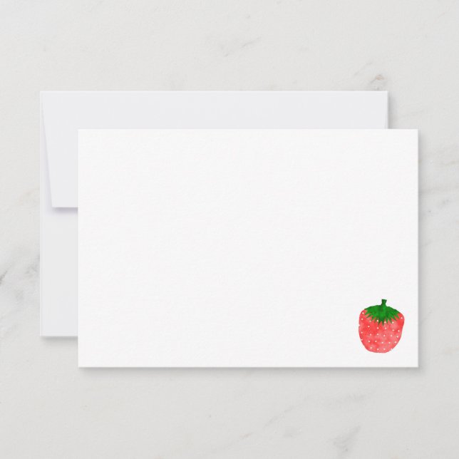 Cute Watercolor Strawberry Custom Blank Mitteilungskarte (Vorderseite)