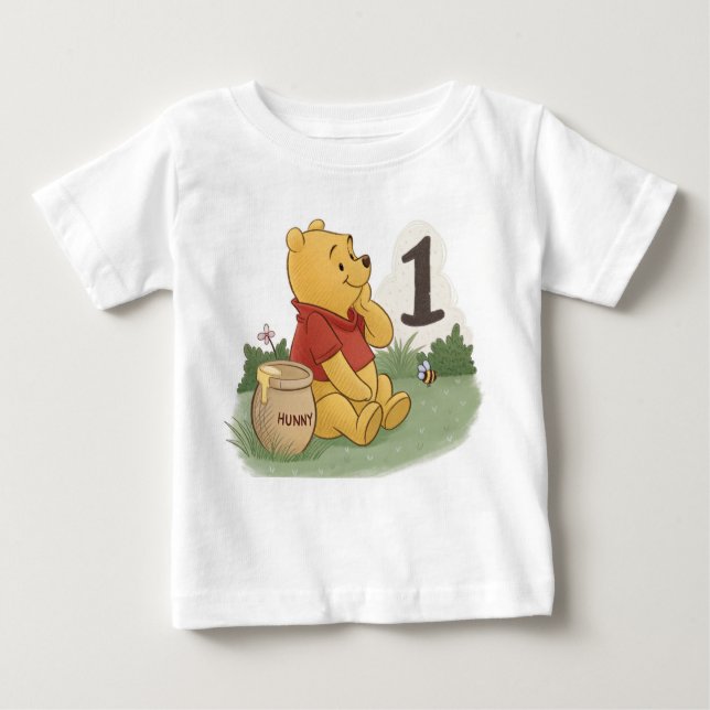 Cute Watercolor Teddy Bear First Birthday  Baby T-shirt (Vorderseite)