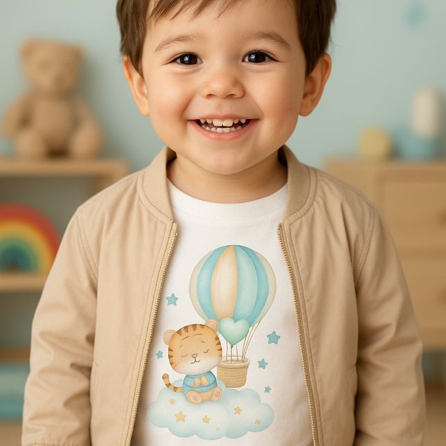 Cute Watercolor Tiger & Balloon Toddler T-Shirt (Von Creator hochgeladen)