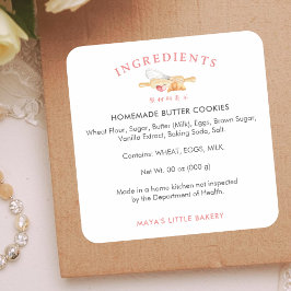 Cute Watercolor Whisk Pin Ingredient Product Quadratischer Aufkleber