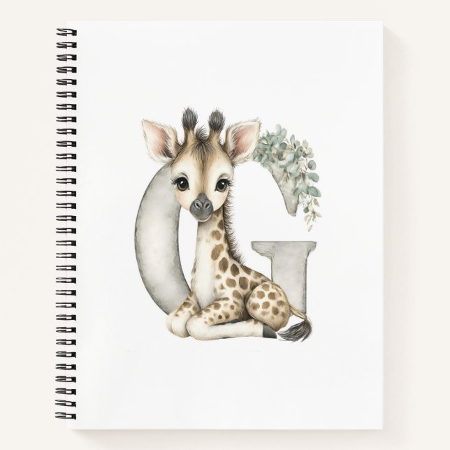Cute watercolour baby animal alphabet Giraffe Notizbuch (Vorderseite)