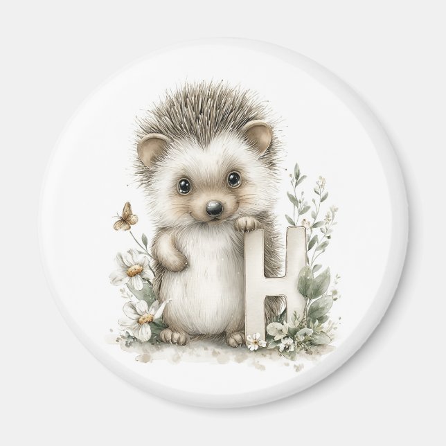 Cute watercolour baby animal alphabet Hedgehog Magnet (Vorne)