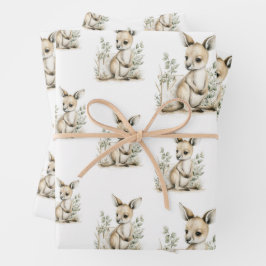 Cute watercolour baby animal alphabet Kangaroo Geschenkpapier Set