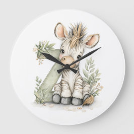 Cute watercolour baby animal alphabet Zebra Große Wanduhr