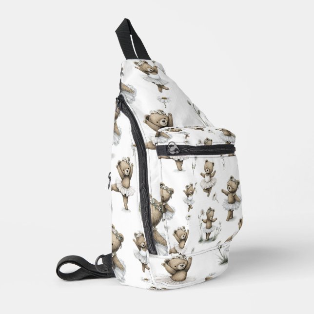 Cute Watercolour Ballerina Bear Design in tutus Crossbody Bag (Linke Seite)