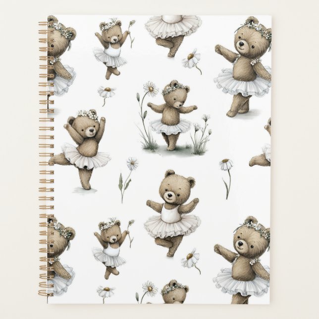 Cute Watercolour Ballerina Bear Design in tutus Planer (Vorderseite)