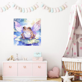 Cute Watercolour Fairy Frog | Girls Nursery Art Poster