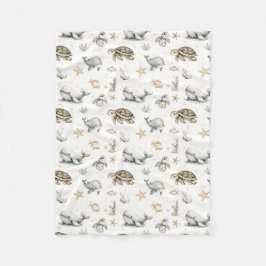 Cute Watercolour Ocean Baby Animals  Fleecedecke