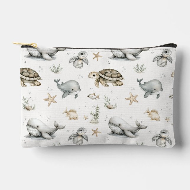 Cute Watercolour Ocean Baby Animals  Zubehörtasche (Vorderseite)