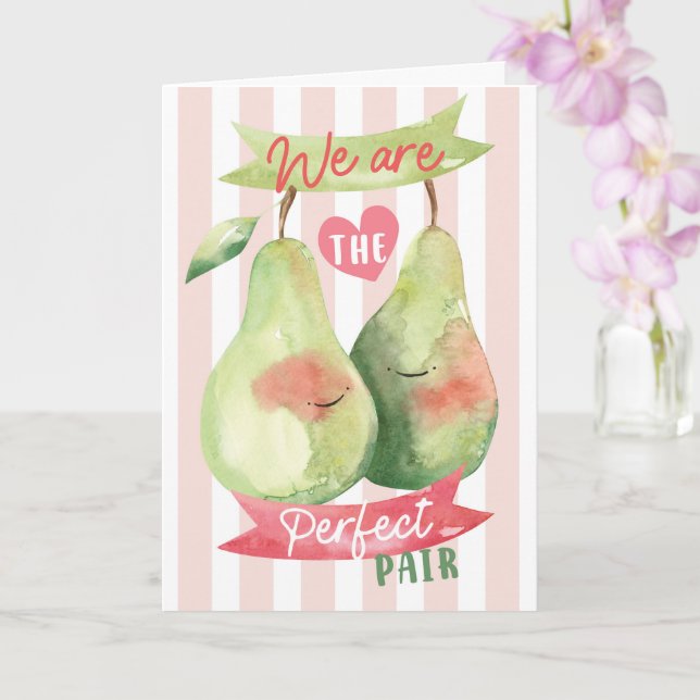 Cute Watercolour Pair Pear Valentine Anniversary Karte (Orchidee)