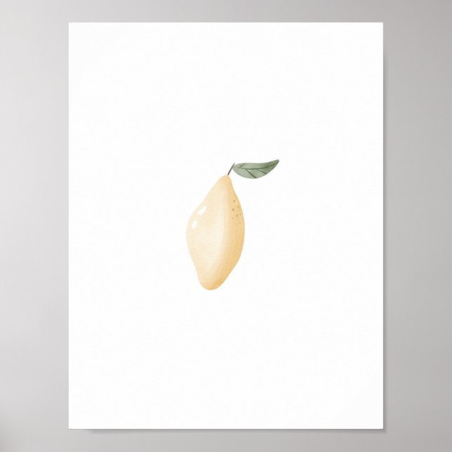 Cute Watercolour Yellow Lemon Fruit Nursery Poster (Vorne)