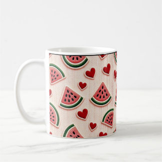 Cute Watermelon and Hearts Pattern Coffee Mug - Sw Kaffeetasse
