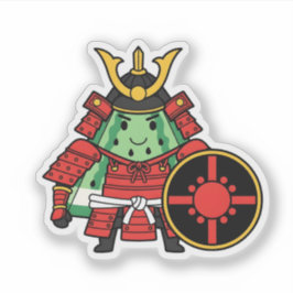 Cute Watermelon Shogun Samurai Warrior Illustratio Aufkleber