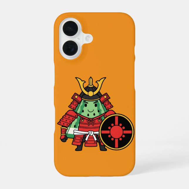 Cute Watermelon Shogun Samurai Warrior Illustratio iPhone 16 Hülle (Rückseite)