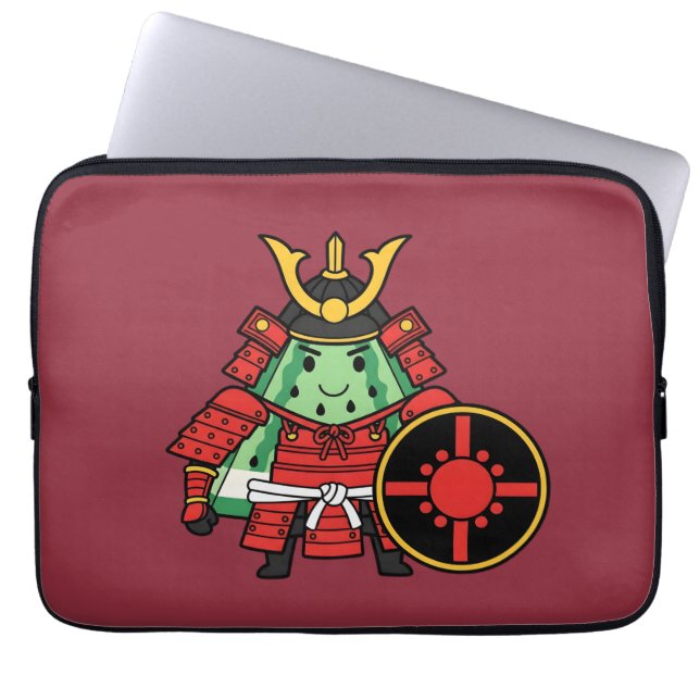 Cute Watermelon Shogun Samurai Warrior Illustratio Laptopschutzhülle (Vorderseite)