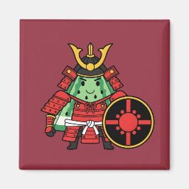 Cute Watermelon Shogun Samurai Warrior Illustratio Magnet