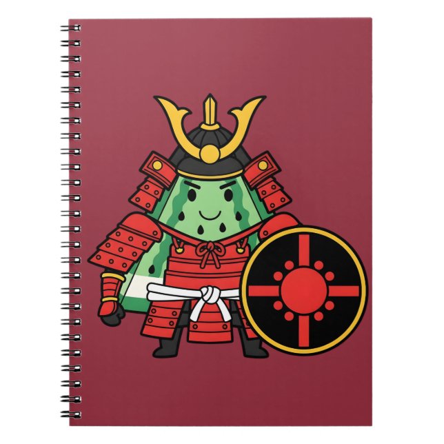 Cute Watermelon Shogun Samurai Warrior Illustratio Notizblock (Vorderseite)