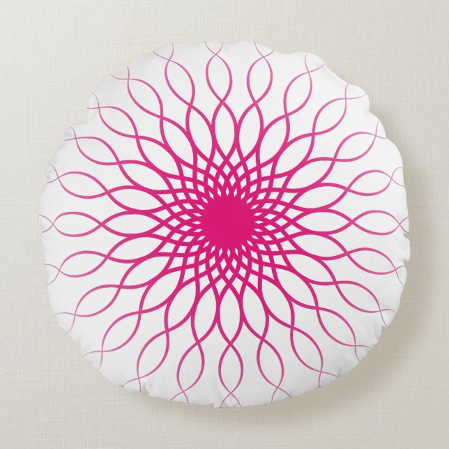 Cute Wave Floral Line Pattern Rundes Kissen (Vorderseite)