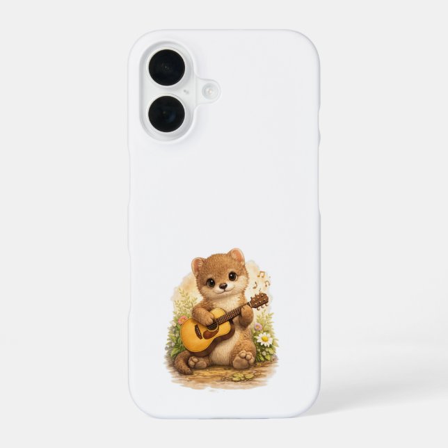 Cute Weasel Guitar iPhone 16 Case Kawaii Hülle (Rückseite)